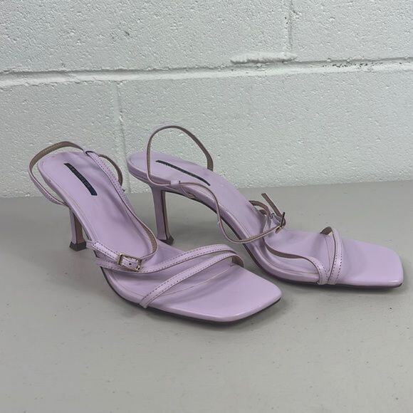 New Ann Taylor Leather Strappy Heeled Sandals Sz 9 Orchid Bloom open toe 585420 - Picture 2 of 4